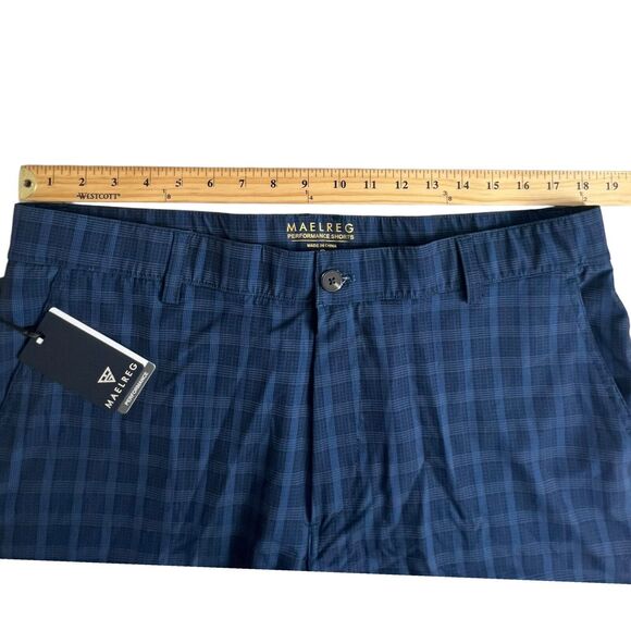 Maelreg Mens Blue Plaid Polyester 10" Inseam Stretch Performance Shorts 38 - Picture 4 of 9